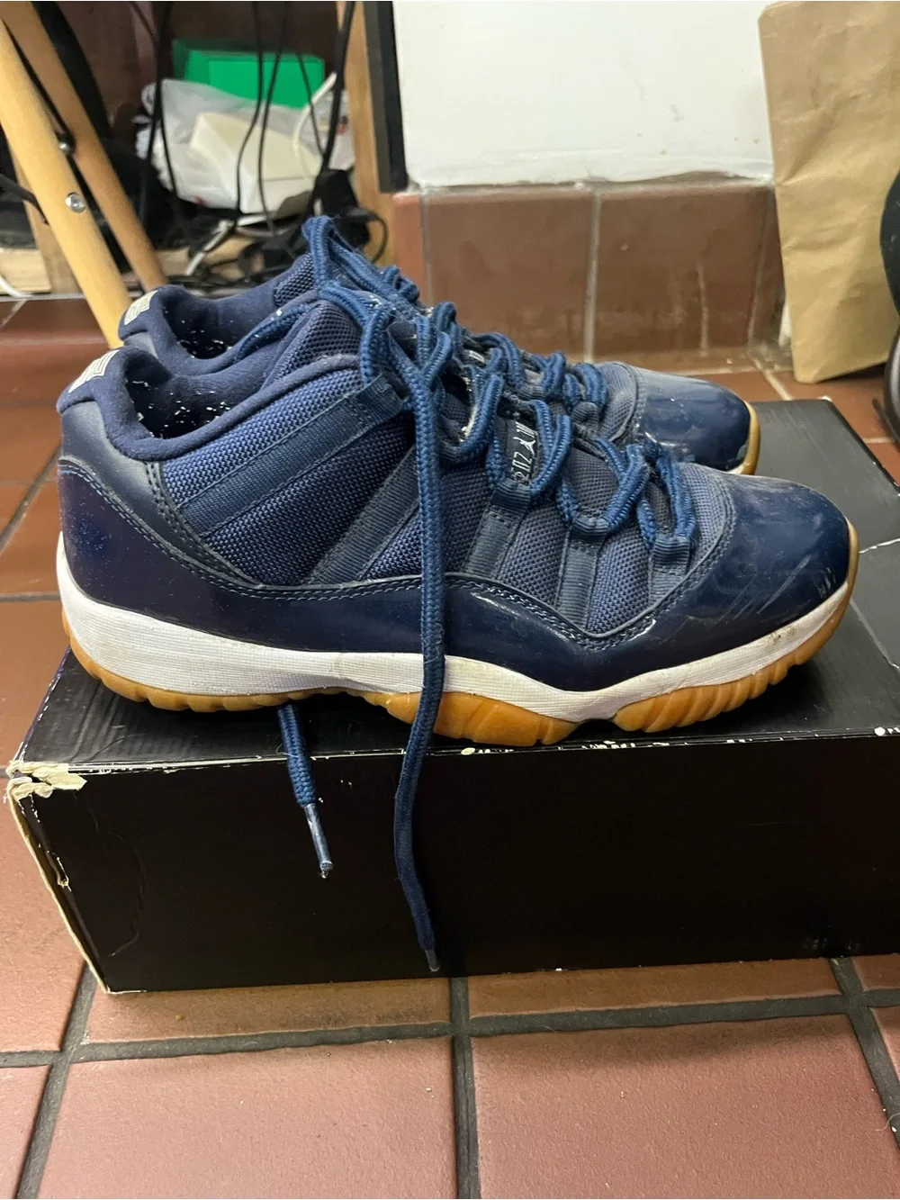 Jordan Low-Top Sneakers in Navy with Gum Sole